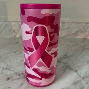 Pink Camo Breast Cancer Awareness Slim Can Koozie